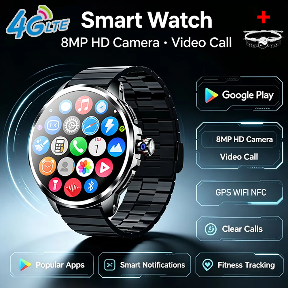 4G 풀 네트워크 5G 스마트워치 720*720 AMOLED HD 화면 영상 통화 16GB+256GB 램 2100mAh GPS 네비게이션 WIFI 구글 안드로이드 10
