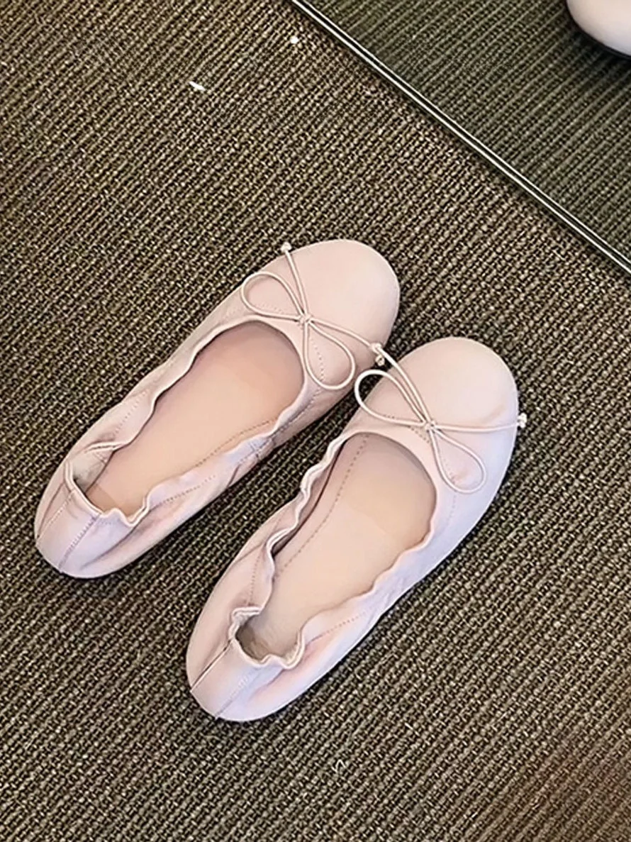 ballet-flat-shoes-women's-round-toe-slip-on-mary-janes-knot-leather-version-fashionable-comfortable-spring-autumn-w