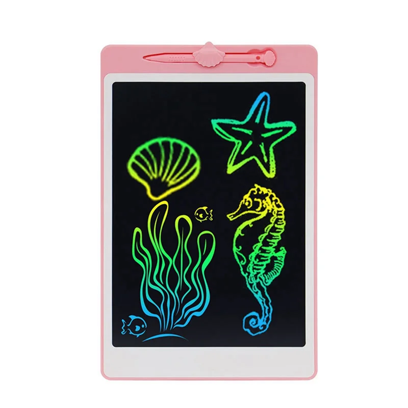 لوحة كتابة يدوية LCD مقاس 12 بوصة، لوحة كتابة يدوية ملونة على الجدران، لوحة رسم لحماية العين، وردي فاتح متين