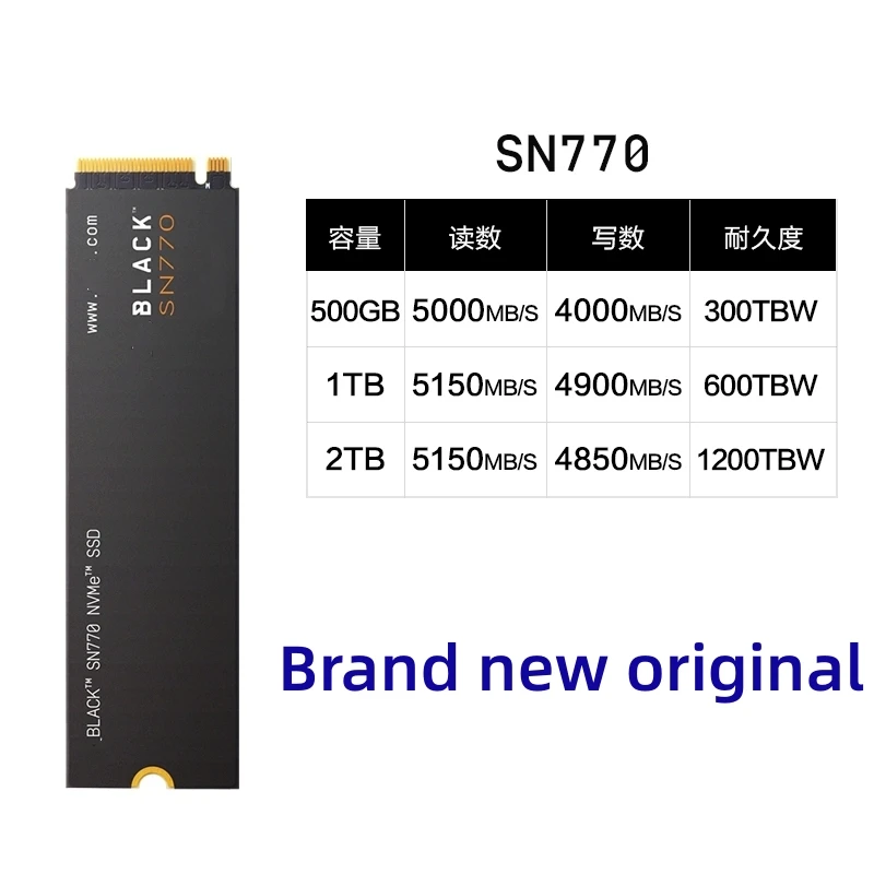 SN770 SN850X  Internal  1TB 2TB 4TB  NVMe M.2 2280 PCIe 4.0 X4  Drive Solid State Disk for  PWestern Digital WD  C PS5 Desktop - view 3