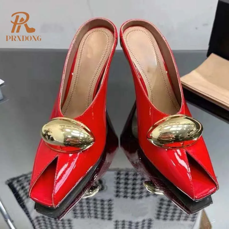 

Женские босоножки на высоком каблуке PRXDONG, черные или Красные босоножки на высоком каблуке с открытым носком, лето 2024