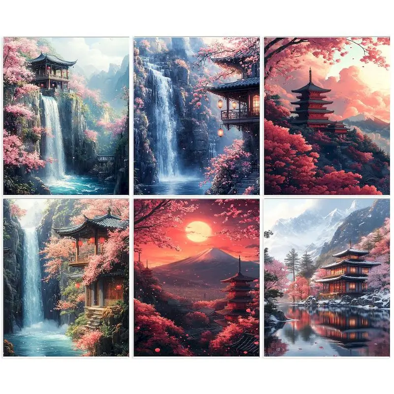 

GATYZTORY DIY Painting By Numbers For Adults Landscape HandPainted On Canvas With Framed Oil Picture Drawing Coloring By Number
