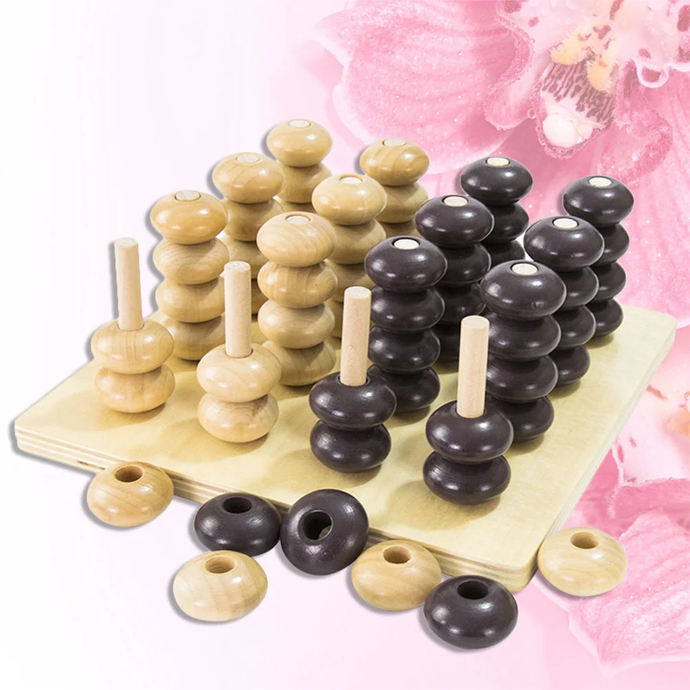 1 Set gioco di scacchi in legno 3D quattro di fila scacchi con perline di legno digitale educativo precoce per bambini adulti