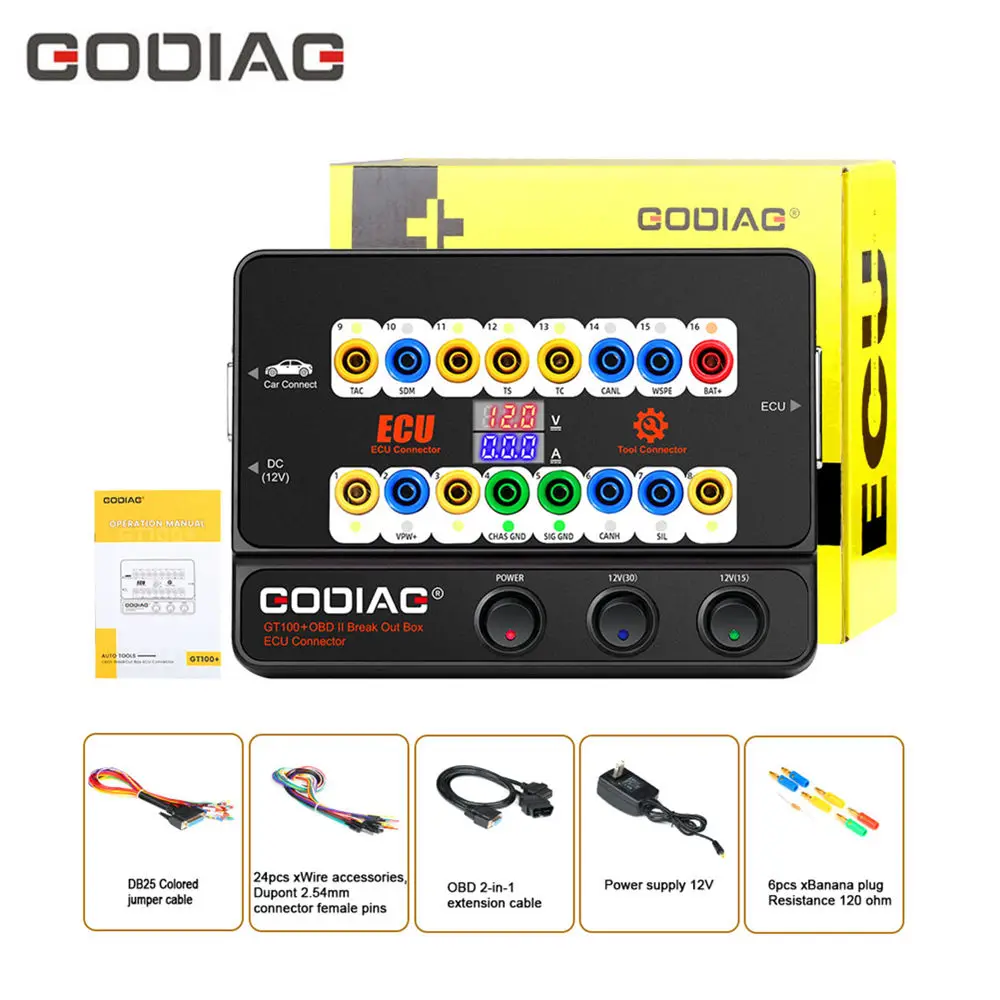 GODIAG GT100+ GT100 Pro OBDII Breakout Box with Electronic Current Display and CANBUS Protocol