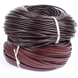 2 Meter 2/3/4/5/6/8/10/15/20mm Retro Coffee Cow Leather Strap Findings Flat/Round Leather Cord String Rope DIY  Bracelet Making