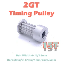 15 Teeth 2GT Timing Pulley Belt Width 6 10mm 15T GT2 Timing Gear Bore 3 4 5 6mm 3D Printer Parts 15Tooth 2GT Synchronous Wheel
