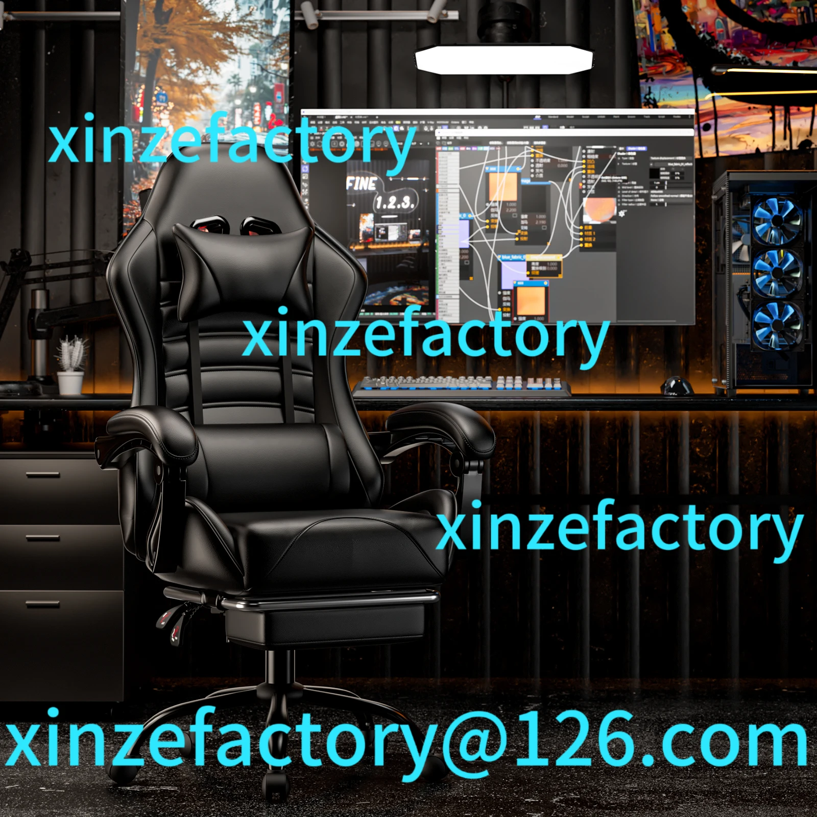 

Customizable Ergonomic Gaming with Footrest, Racing Style Video Game for Adults, Reclining Gamer Office Chair