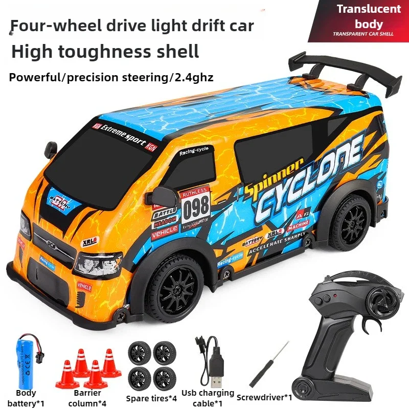 Kawaii 1:24 Hochgeschwindigkeits-4WD-RC-Driftauto, cooler Lichtaufkleber, 19 cm Mini-RC-Autos, Elektroauto-Modell, ferngesteuertes Auto, Monster-LKW