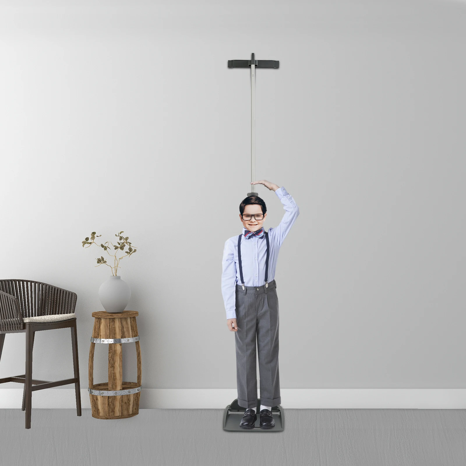 알루미늄 합금 휴대용 신장 측정기, 미세 조정 노브가 있는 20-217cm 신장 측정 도구, 어린이/성인 가정/체육관에 이상적