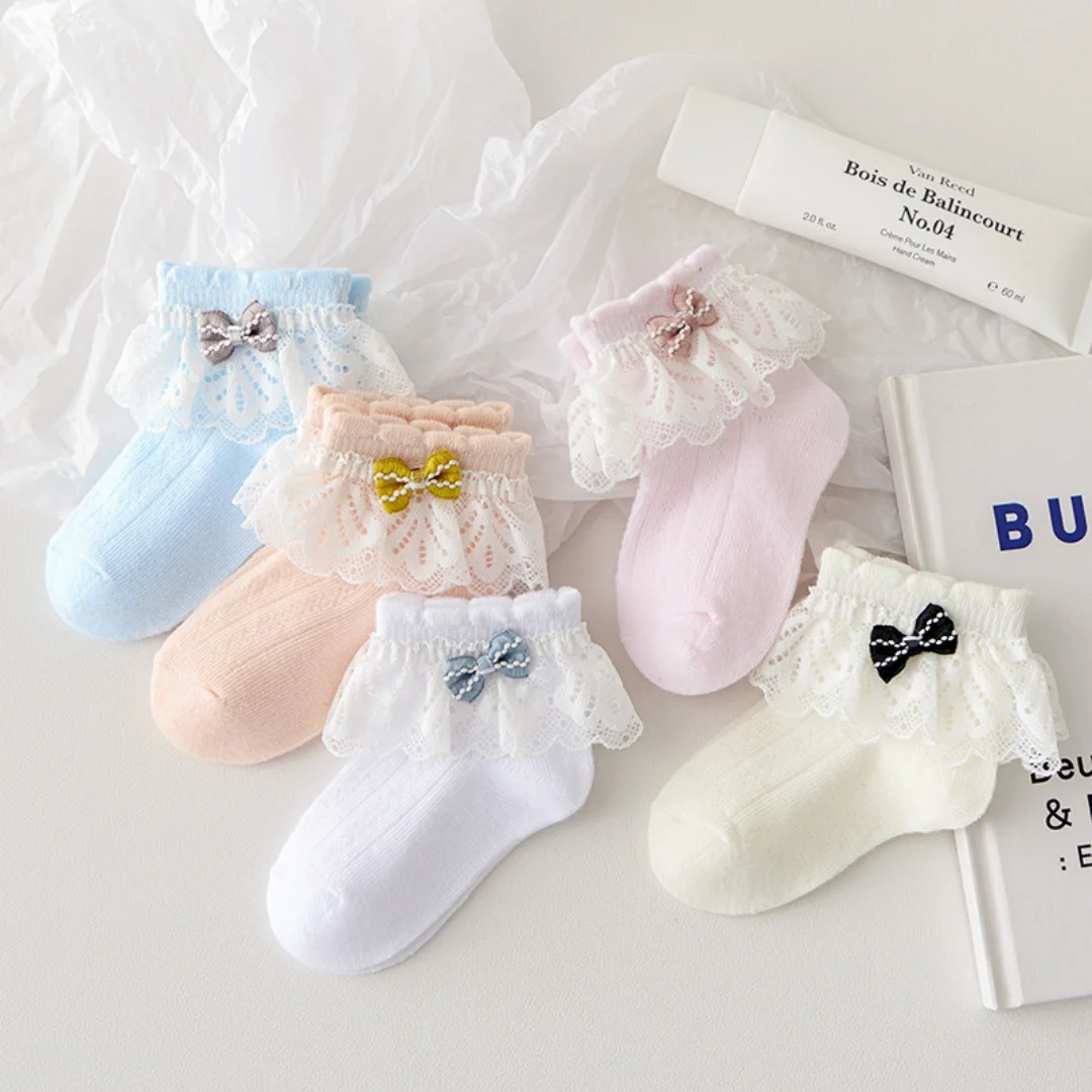 

Princess Lace Floral Baby Socks for Girls Toddler Cute White Ruffles Anti-Skid Socks Kids Dancing Socks Casual Infant Foot Socks