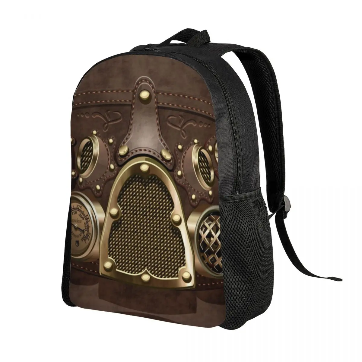 Personalized Steampunk Leather Backpacks Women Men Basic Bookbag for School College Pilot Air Fighter Helmet Bags