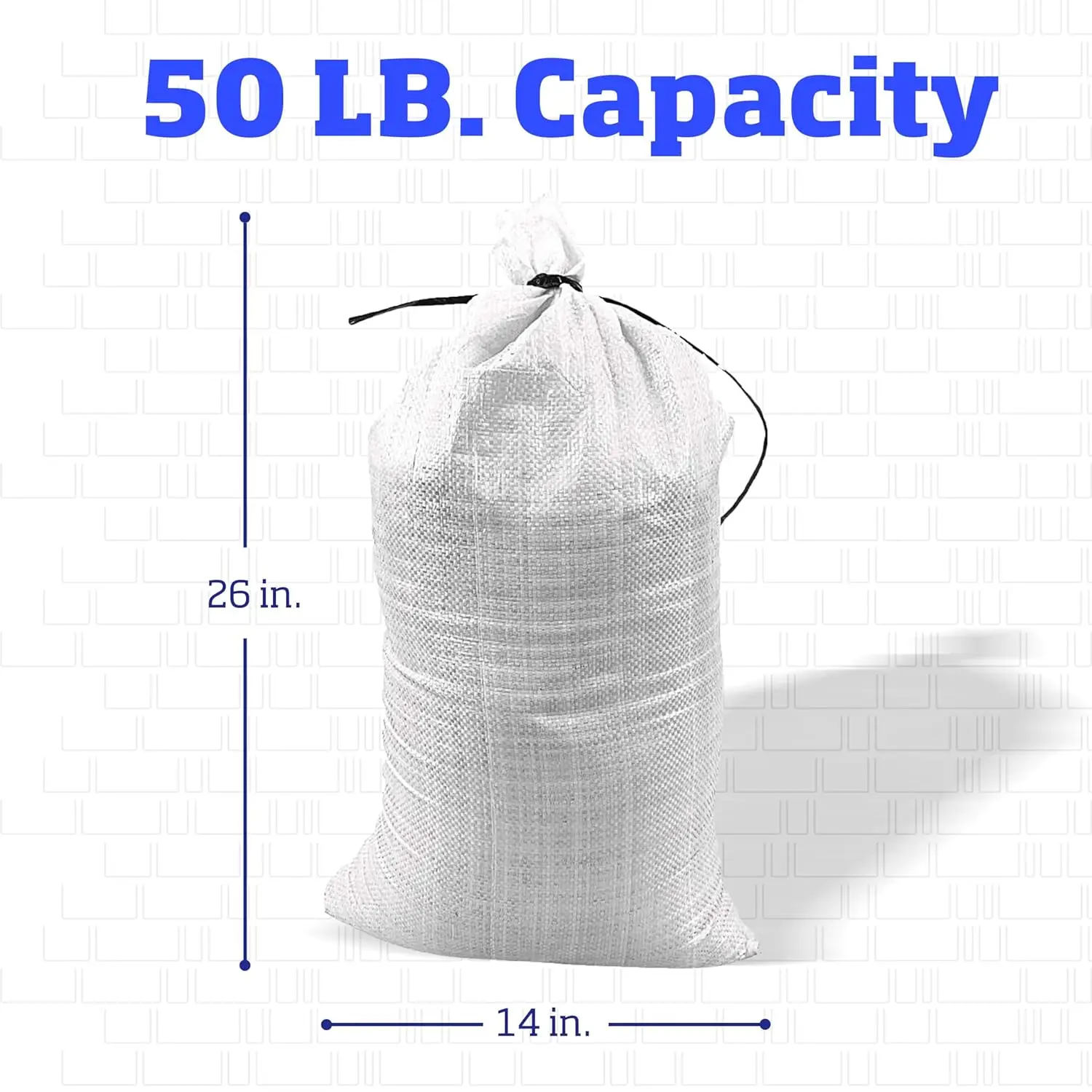 Heavy Duty Sand Bags with Tie Strings Empty Woven Polypropylene Sand-Bags for Flood Control with 1600 Hours of UV Protection