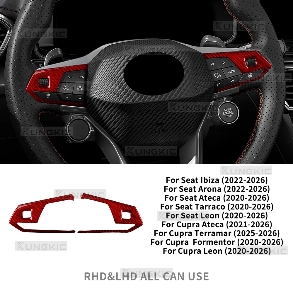Real Dry Carbon Fiber Trim Voor Seat Cupra Formentor/Cupra Leon (2020 2021 2022 2023 2024 2025 2026),Cupra Ateca (2021-2026),For Cupra Terramar (2025-2026) Auto Stuurwiel Frame Decor