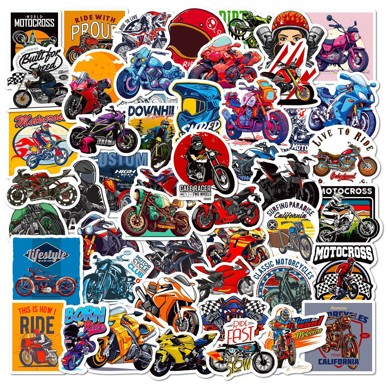 

50pcs New Cartoon Fire Truck Motorcycle Car Stickers Water Cup Skateboard Luggage Decorative Sticker School Supplies for Boys