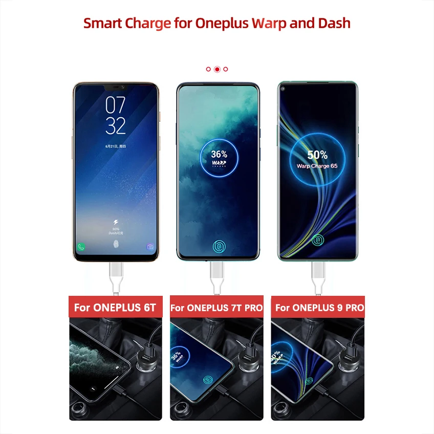 Für oneplus 65w Auto ladegerät 30w Warp Dash Charge Dual USB Schnell ladung Autotelefon adapter für einen plus 10 9 pro 9r 8t 7 6 nord 2 – Detail 6