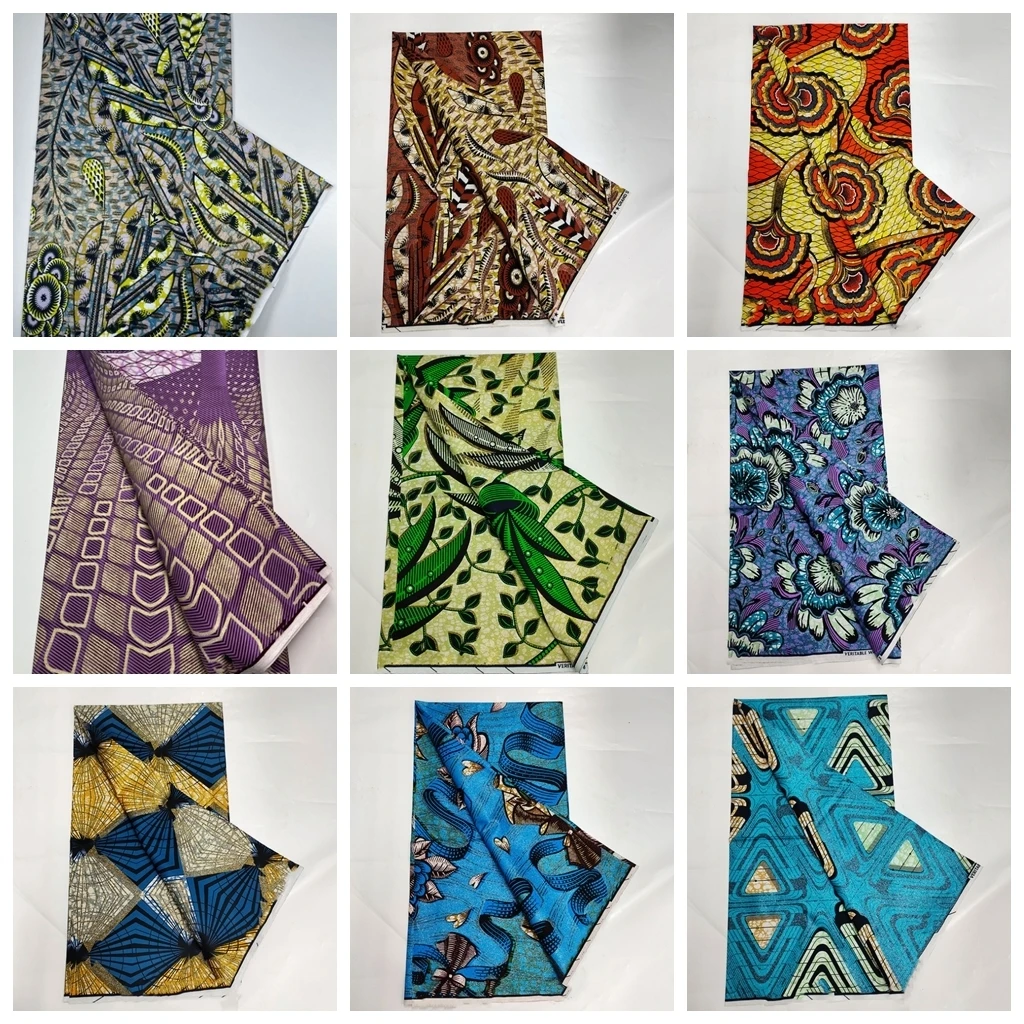 

Новые оригинальные высококачественные блестящие золотистые ткани Grand Wax из мягкого хлопка с принтом Анкары 6 ярдов для нигерийской одежды