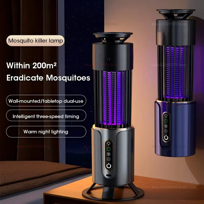 2025 Electric Mosquito Killer Lamp Outdoor Insect Trap Camping USB Rechargeable Timer Fly Repellent Night Light Fly Zapper