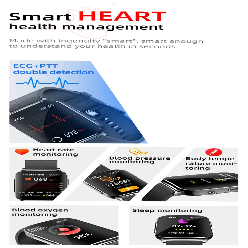 2025 Salute Astuto Della Vigilanza NFC ECG Pompa di Aria Pressione Sanguigna di Ossigeno Nel Sangue ECG + PPG Chiamata Bluetooth NFC SmartWatch Per Le Donne Degli Uomini Airbag