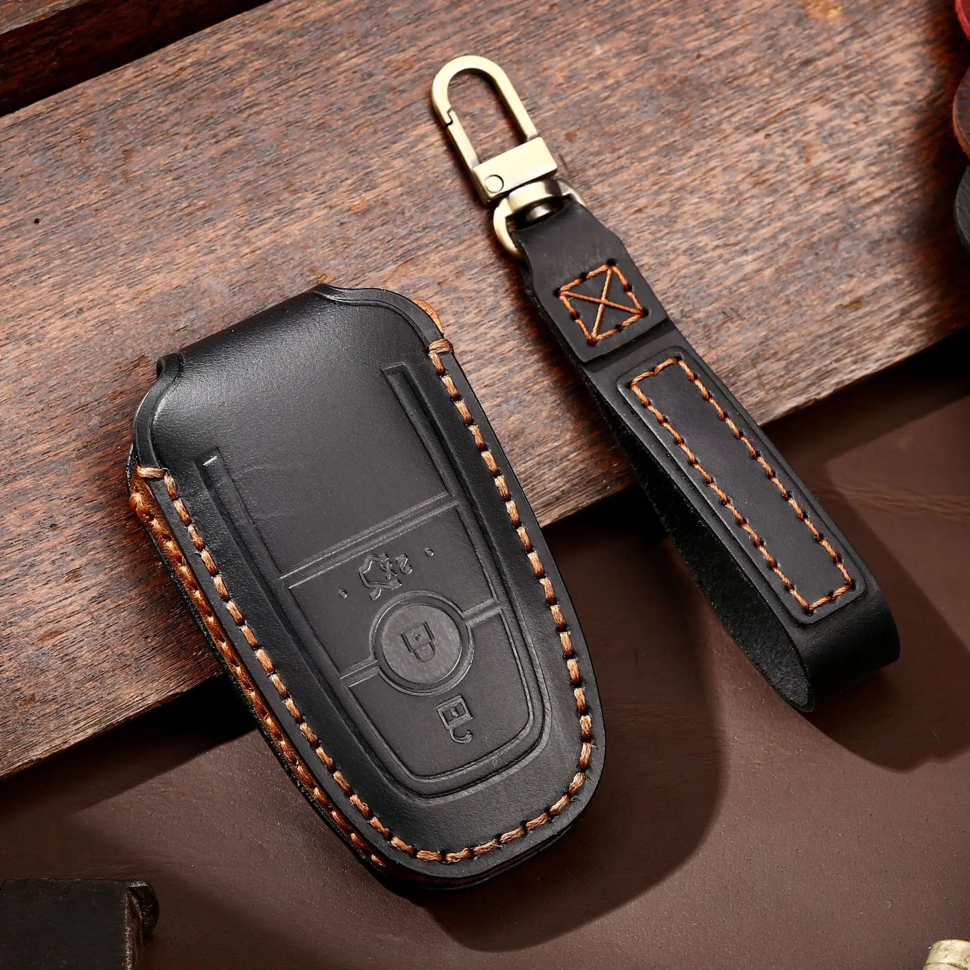 Leather Car Key Case Cover for Ford Mondeo Explorer Edge Expedition F250 F150 F-350 F-450 Fusion Mustang Everest Lincoln MKX MKC