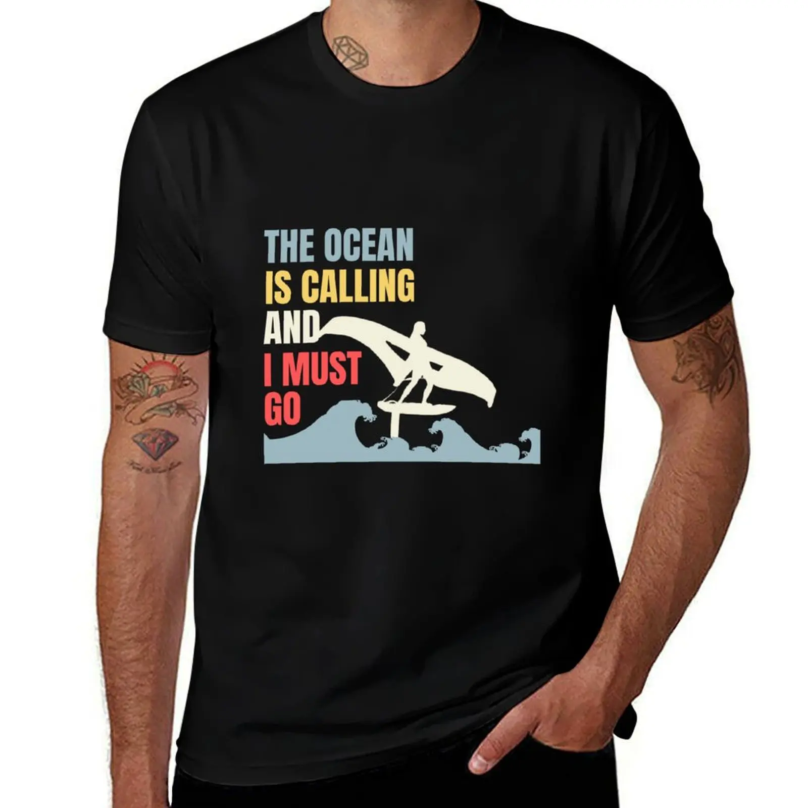 Wing Foiling Wing Surfing The Ocean Is Calling Wingfoil Gift for surfers Wing foiler | T-Shirt t shirts designer T-Shirt
