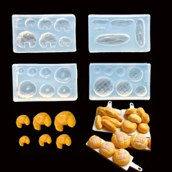 Molde de resina epoxi con forma de comida en miniatura, molde de arcilla Uv para pan, Croissant, donas, galletas, manualidades