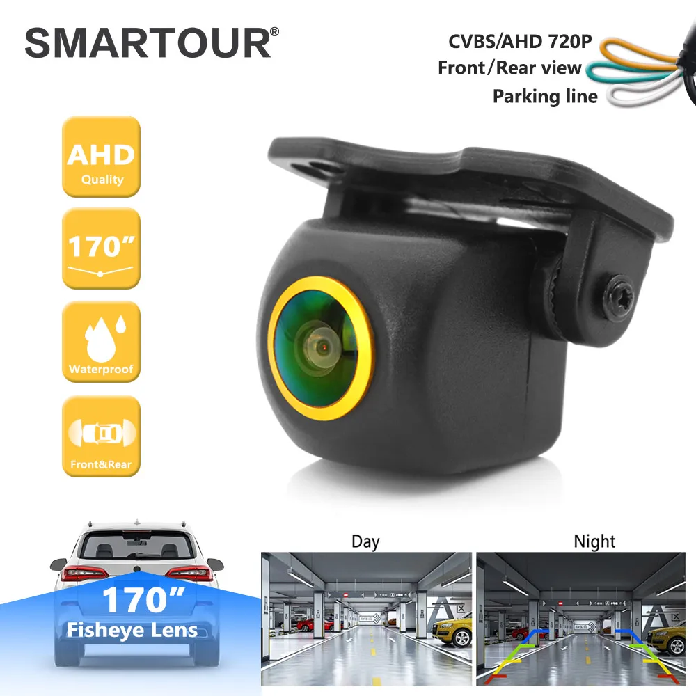 SMARTOUR Color Car Rear View Fisheye Camera Night Vision Reversing Auto Parking Monitor CCD Waterproof 170 Degree HD Video cam