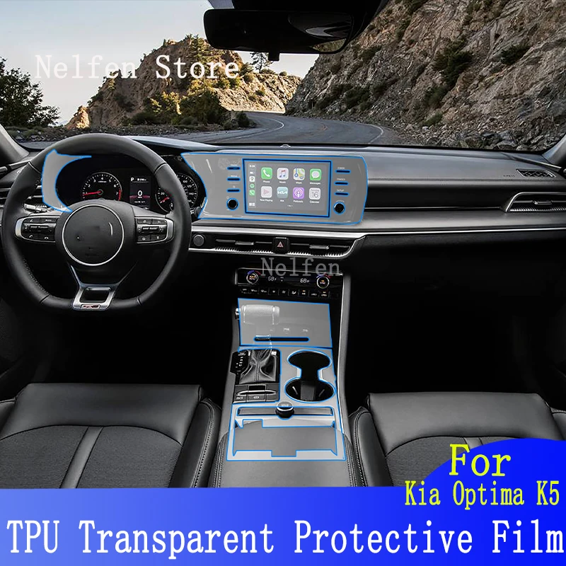 

For Kia Optima K5 2022-2023 Car Center Console Gear Panel Screen TPU Car Interior Protective Film Anti-Scratch Repair Sticker