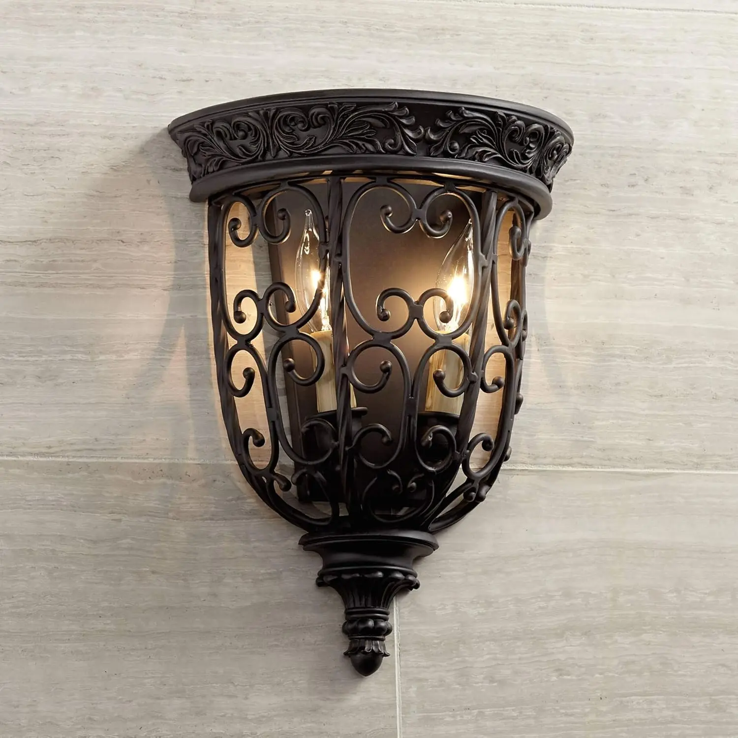 

French Scroll Farmhouse Rustic Wall Light Sconce Rubbed Bronze Metal Hardwired 10 1/2" Wide Fixture Scrollwork for Bedroom B