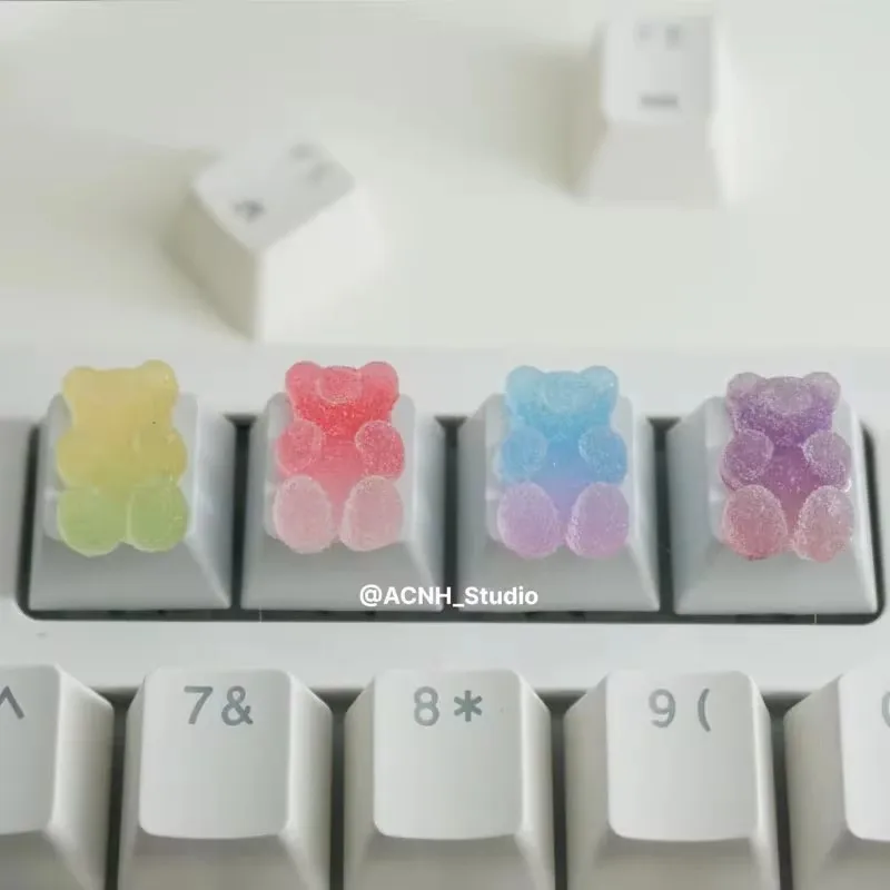 Gradient Soft Candy Bear Keycap R4 ESC Cross Axis Game Mechanical Keyboard Cute Personalized Gift Keycap