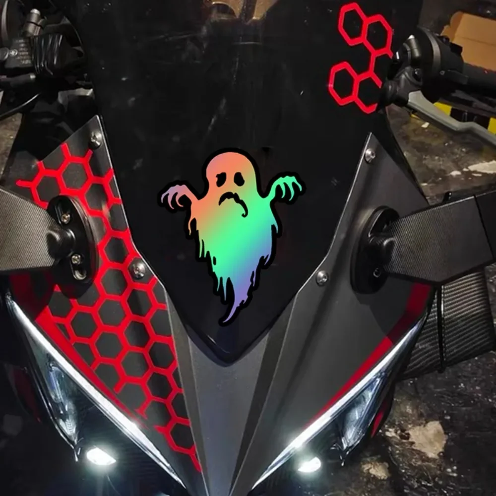 1PC Spooky Ghost Car Decal, Holographic Style Sticker, Eye - Catching Automotive Personality Decor