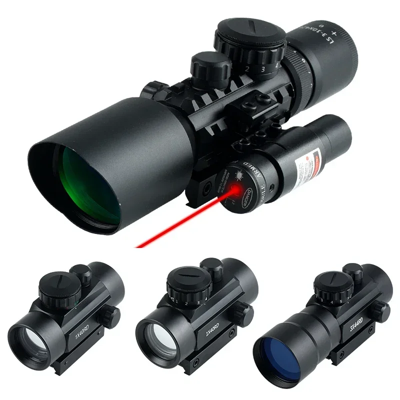 

Red Dot Tactical Rifle Scope Hunting Optics Red Green Dot Sight Fits 11/20mm Rail Rifle Sight for Hunting Firearms & Airsoft