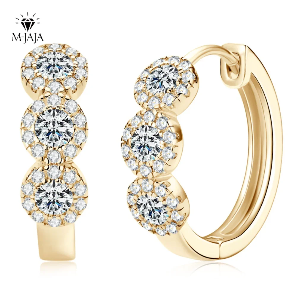 

M-JAJA Halo Moissanite Hoop Earrings for Women 925 Sterling Silver Diamond Stud Earrings 18K White Gold Plated Fine Jewelry Gift