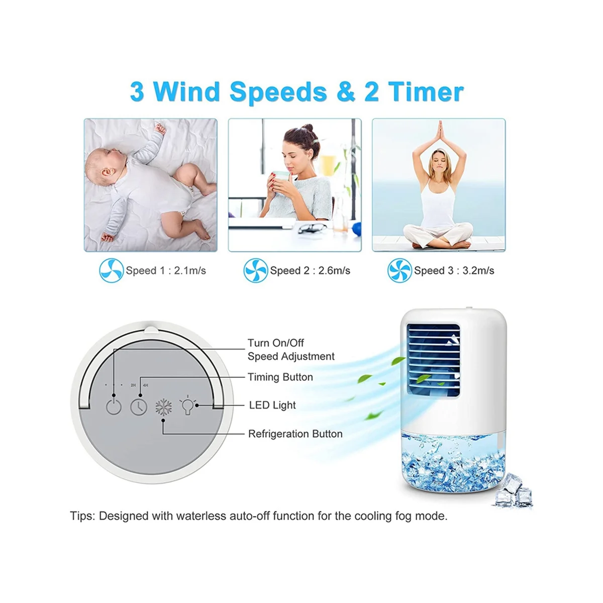 سطح المكتب تكييف الهواء مروحة صغيرة محمولة قابلة للشحن مكتب المنزلية الملونة المحيطة ضوء رذاذ مروحة مع الولايات المتحدة التوصيل