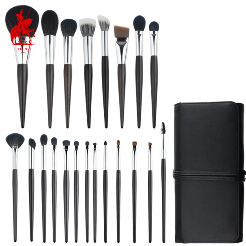 21 pcs natural hair goat hair makeup brush set brushes private label brochas de maquillaje with bag container