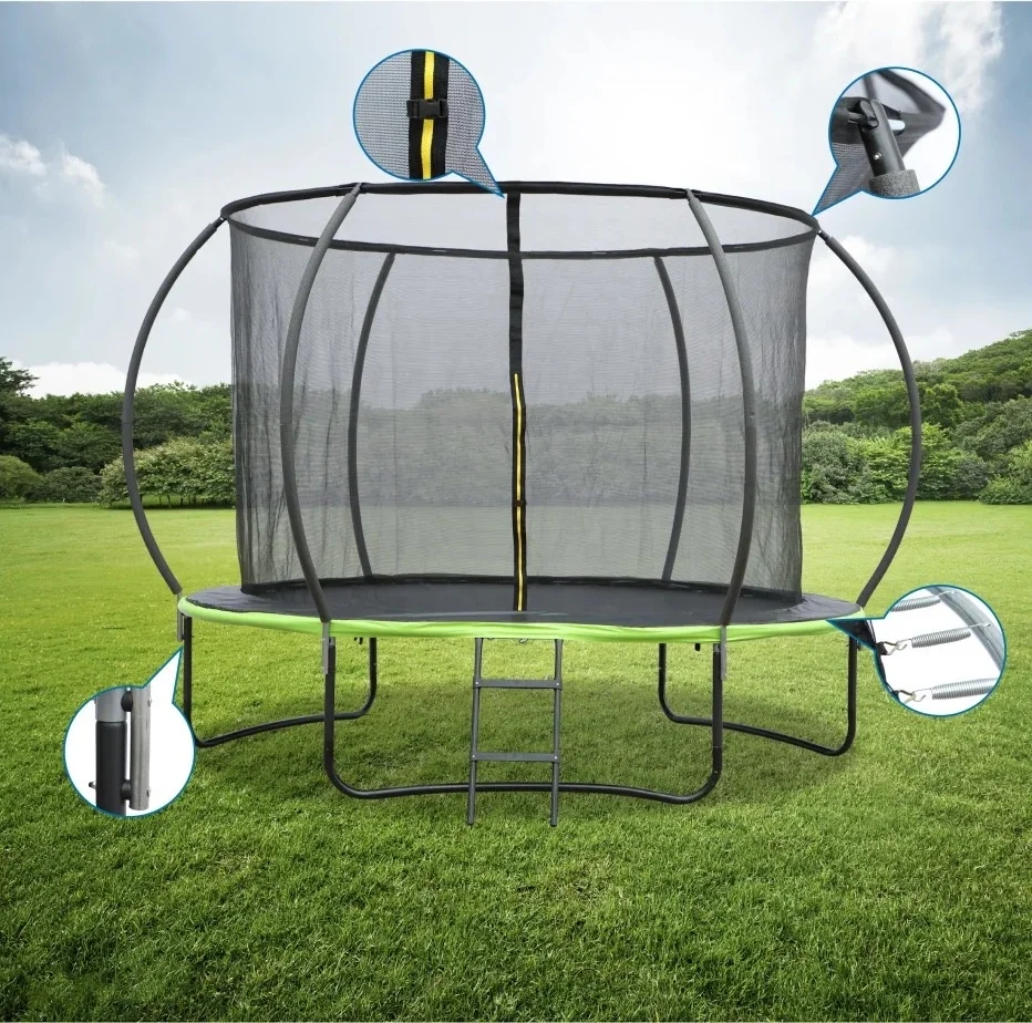 

Trampoline 10FT Round Springless Trampoline with Safety Enclosure Net Outdoor Trampoline for Kids Teens and Adults