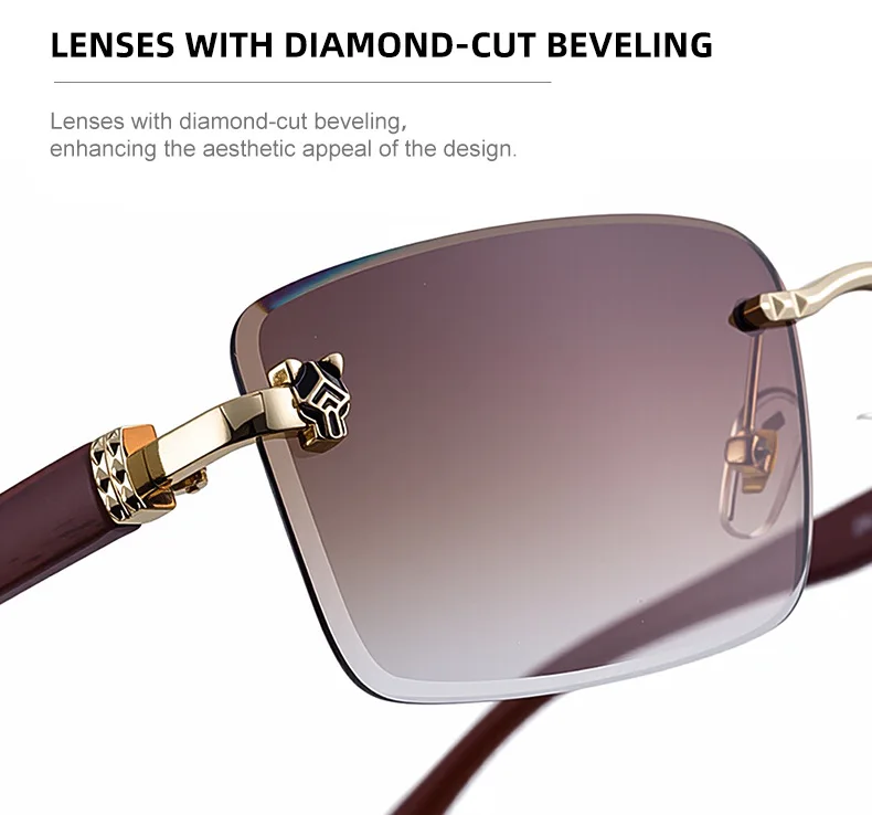 2026 Holzrahmenlose Sonnenbrille für Damen Trendige Retro UV400-Schutz Eckige Sonnenbrille für Herren Markendesign Modische Brille Dropshipping – Detail 10