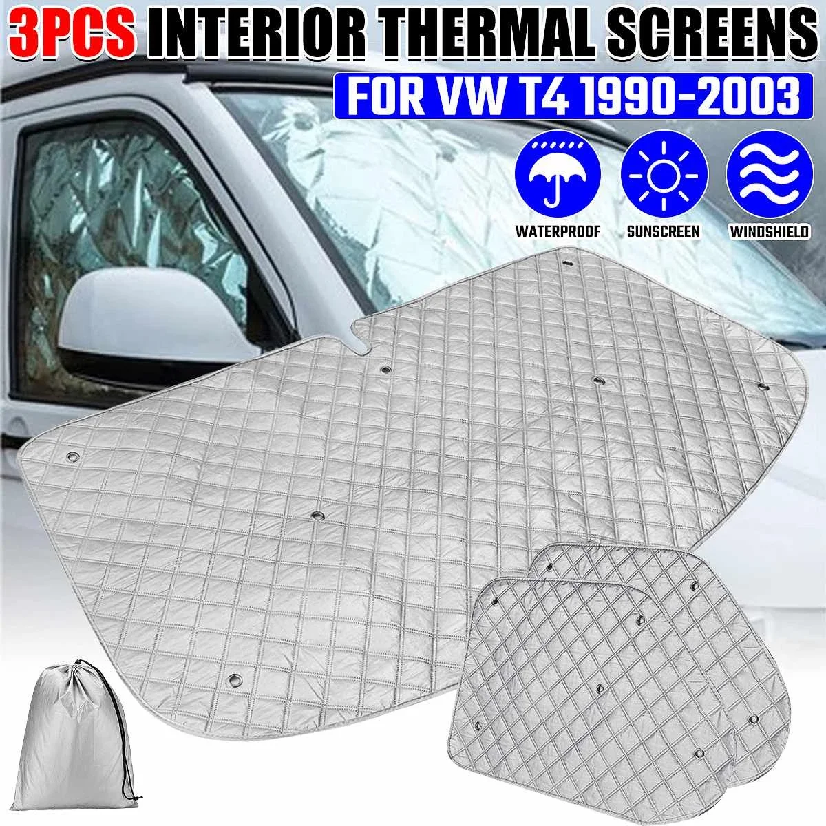 

1set Car Windows Screen Internal Thermal Windshield Cover Blind Lifting Window Sunshade Sun Visor Accessorie For VW T4 1990-2003