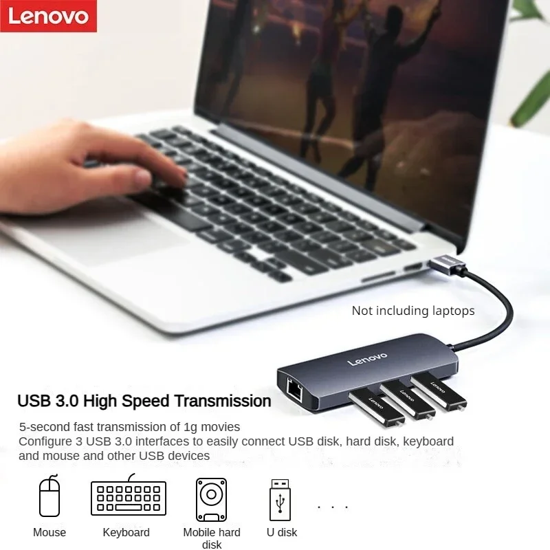 Imagem -04 - Lenovo-xiaoxin Usb 3.0 Spliter Expansão Dock Station Porta de Rede Gigabit Rj45 Adaptador Lan com Fio Laptop Usb em Conversor