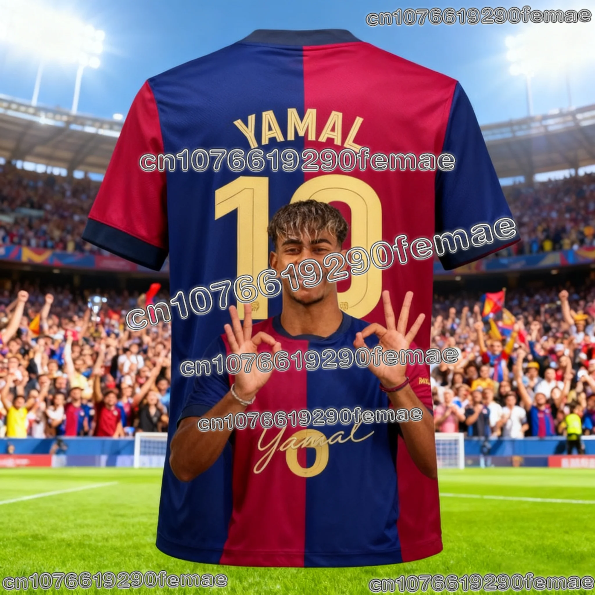 Barcelona Lamine Yamal #10 Soccer Jersey, Red-Blue Split Design