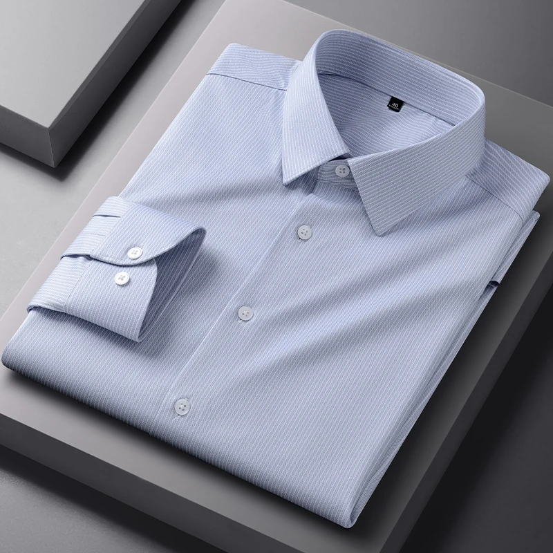 Mulberry Silk Men's Shirt, Business Formal Office Long Sleeve Shirt, Smooth Breathable Comfortable Stretch Wrinkle-Resistant