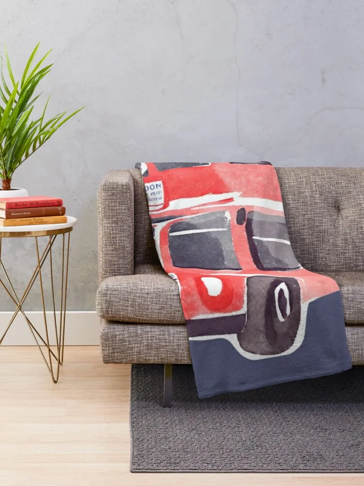 London Double Decker Bus in Watercolor - A Design for British Iconic City Lovers Throw Blanket Hairy Blankets