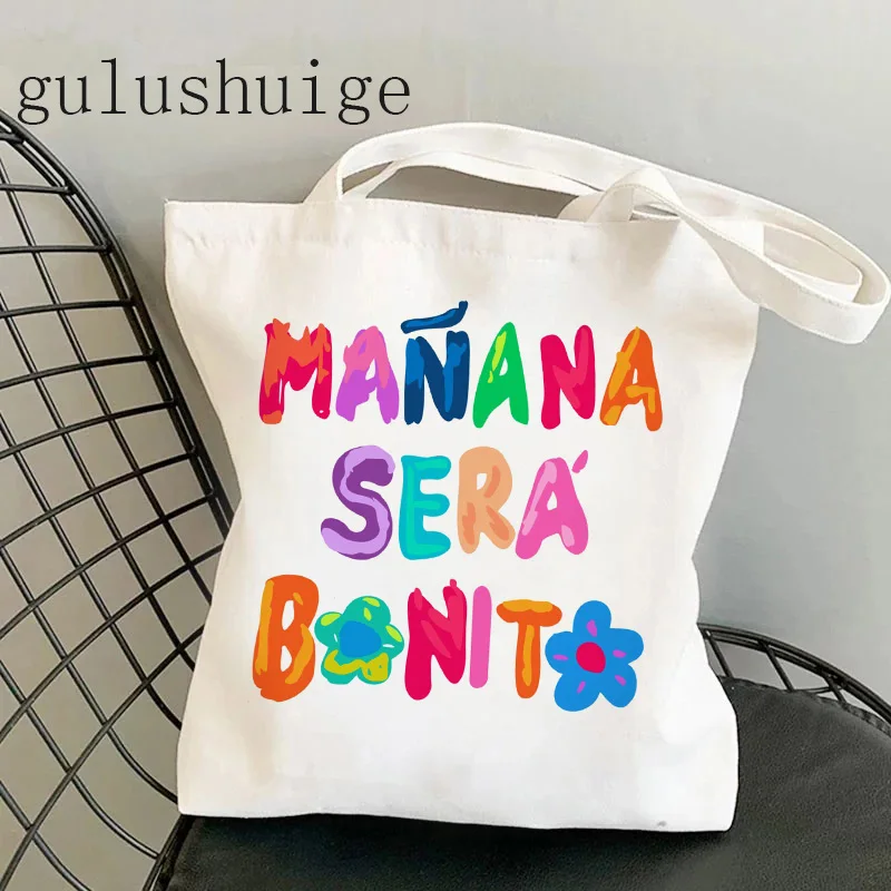 Karol G Eco Canvas Shopper Bag Manga Tote Harajuku Women Shoulder Bag Bichota Manana Sera Bonito Shopping Bag