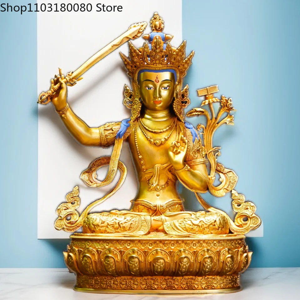 

Copper gilding carving Manjusri Bodhisattva Buddha statue Tibet buddhism sculpture Large size 22cm,15cm