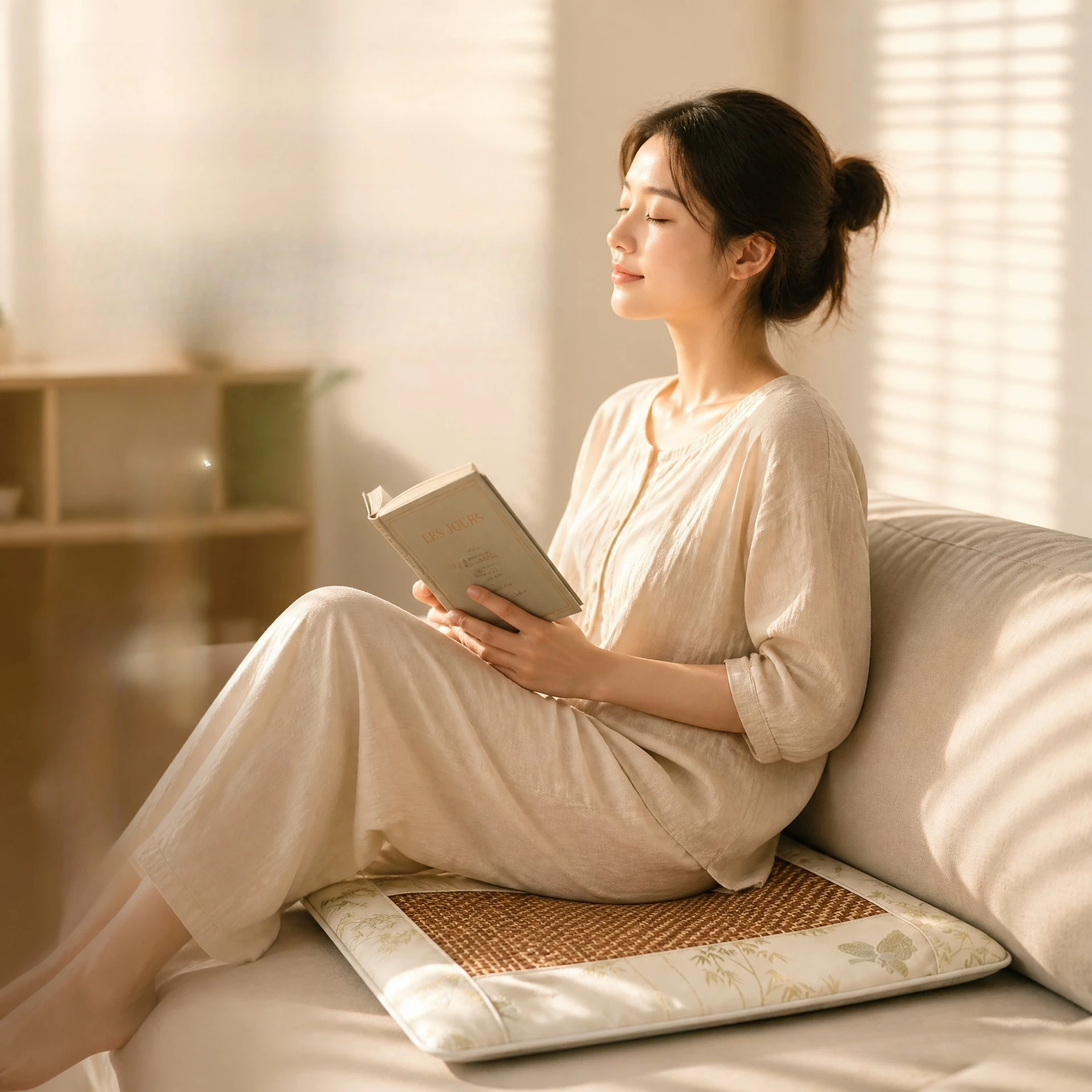 Ice silk rattan cushion breathable and cool office chair cushion anti slip chair cushion for prolonged sitting