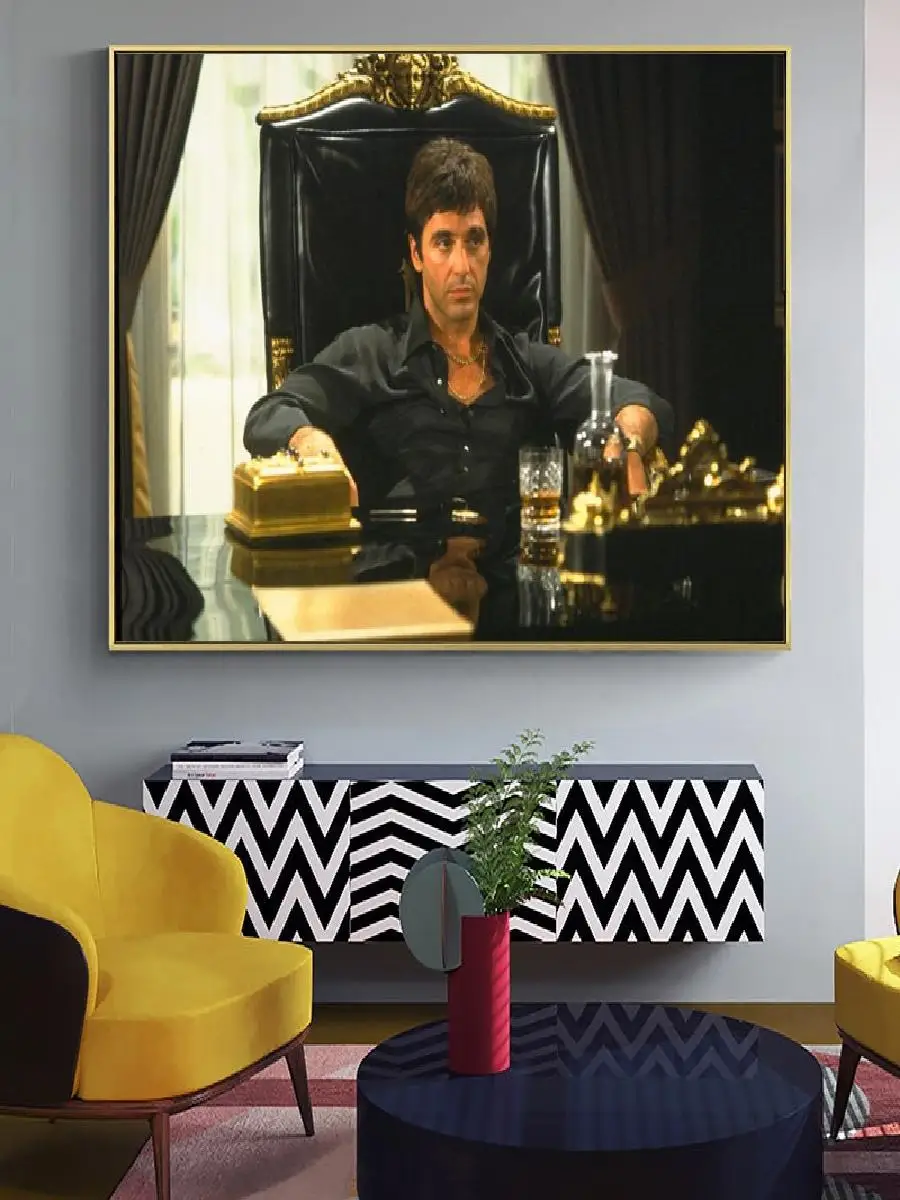 Tony Montana Modern Portrait Canvas Print  Stylish Wall Art Poster for Living Room Decor