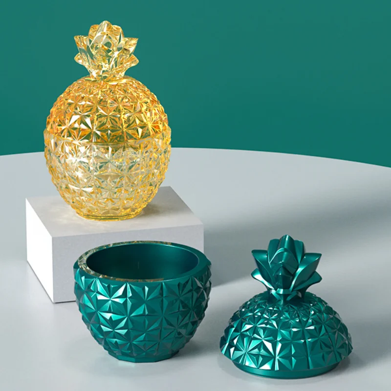 Molde de silicona para hormigón, caja de almacenamiento de joyería con forma de piña y fruta 3D, molde de resina para aromaterapia, contenedor de vela de yeso, molde para recipiente