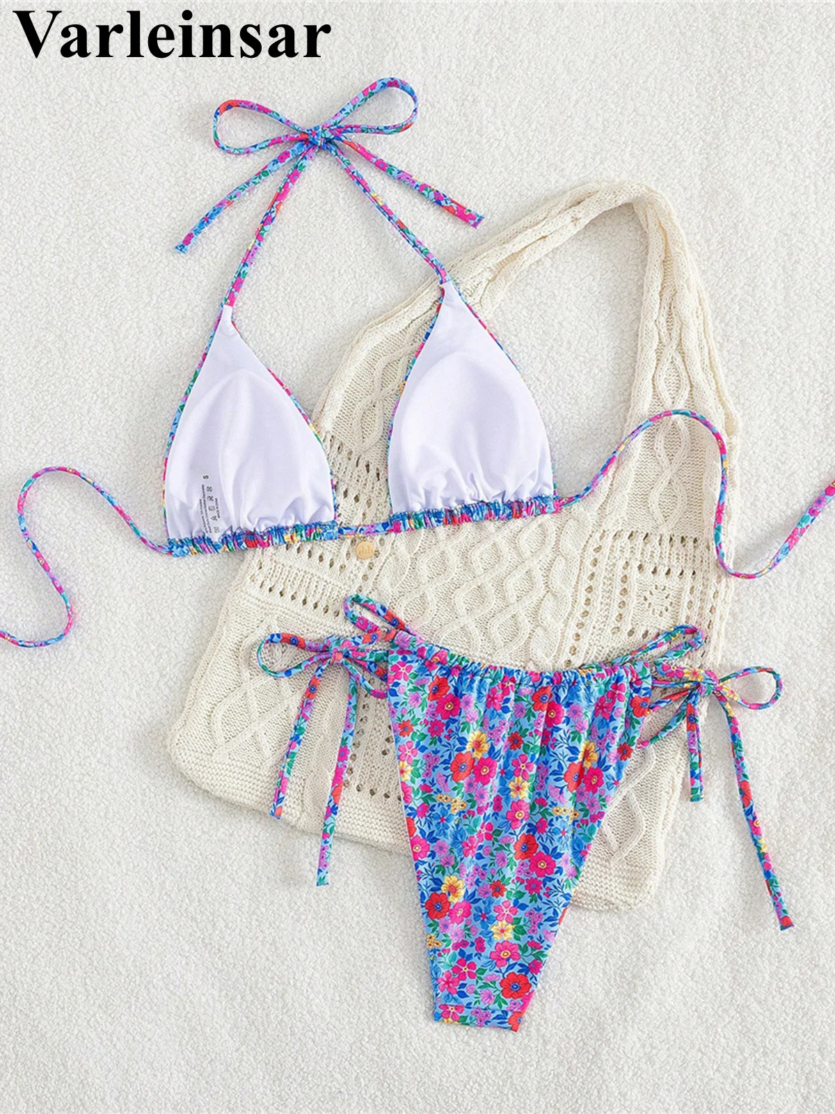 

Женский купальник с цветочным принтом S-XL, комплект бикини из двух частей, с подкладкой, V7798