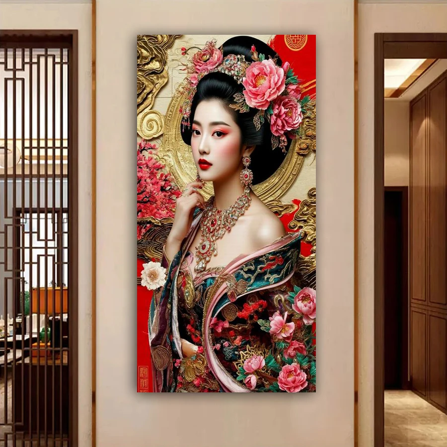 

Красивая китайская женщина: картина, крупноформатная алмазная вышивка DIY, набор для мозаики с полной квадратной/круглой выкладкой