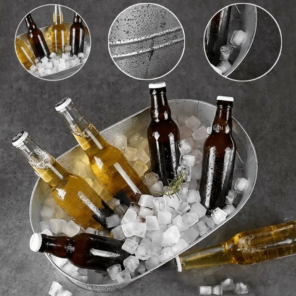 High Quality 15L Galvanized Tub Metal Large Capacity Ice Bucket Drink Bucket Bars