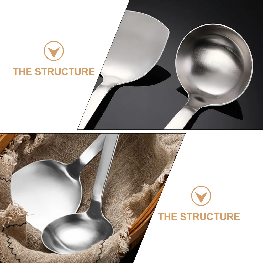 

Spatula and Soup Spoon Ladle Wok Cooking Utensils Practical Metal Stainless Steel Kitchen Tools Kitchenware